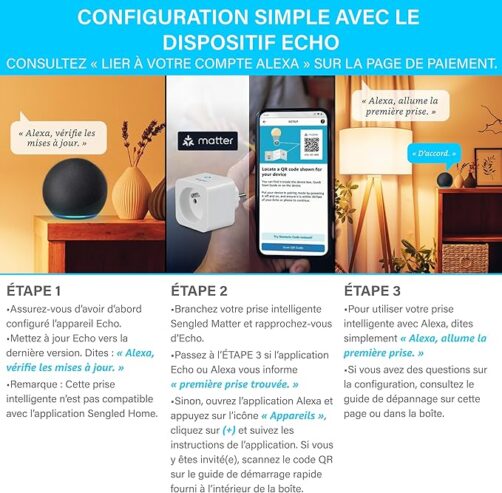 Prise intelligente Sengled, compatible Matter, fonctionne avec Alexa